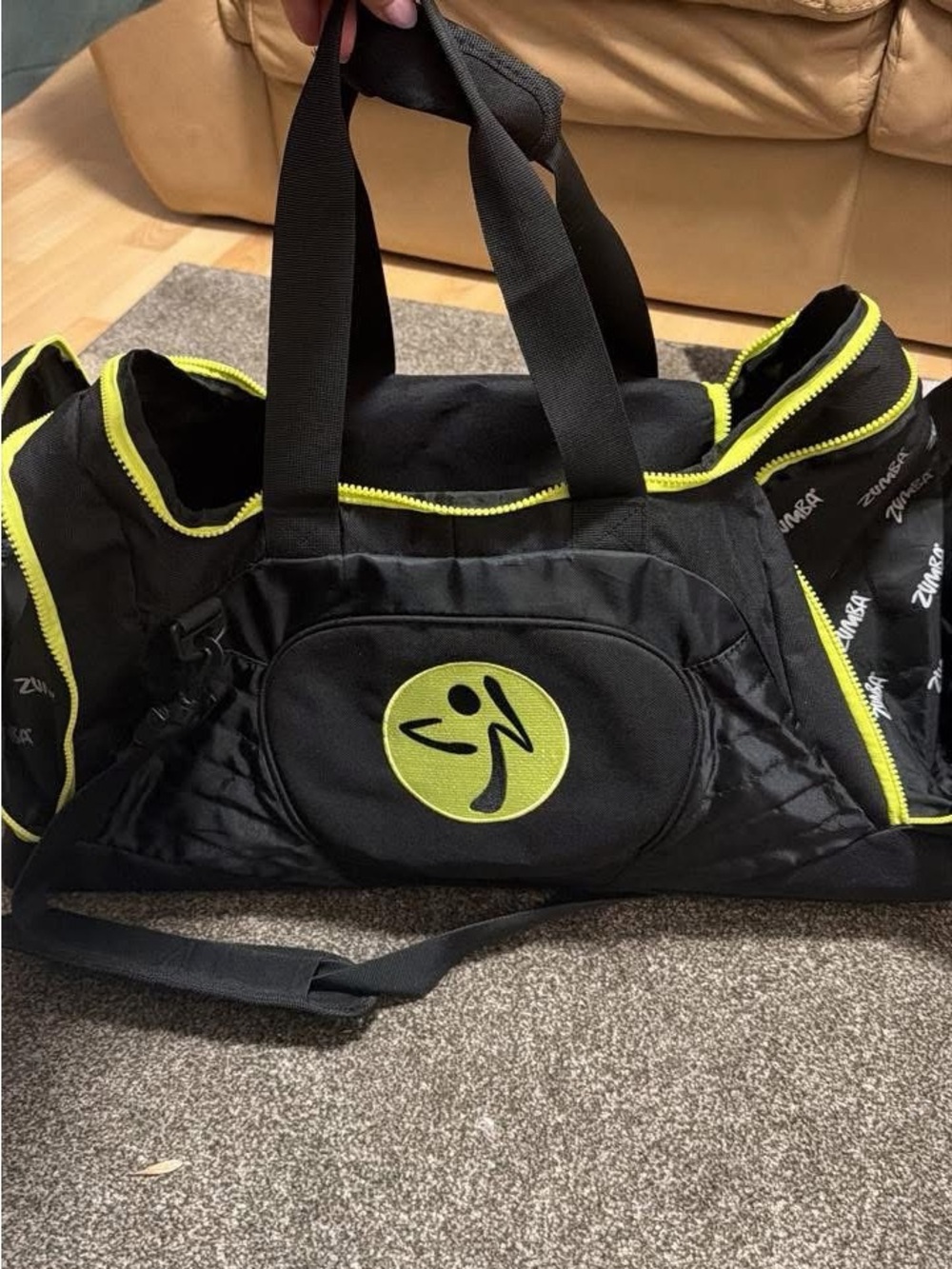 Zumba Fitness Black Duffle with Lime Accent